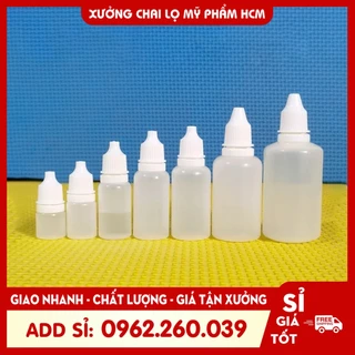 Combo 100 Chai Lọ Nhựa Nhỏ Mũi - Chai Nhựa Nhỏ Mắt 5ML, 10ML, 20ML Vỏ Chiết Mực, Đựng Cồn, Mỹ Phẩm