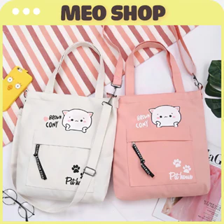 Túi Tote hình gấu " Brown Cony" chất liệu vài Bố chống thấm nước phong cách Ulzzang Hàn Quốc phù hợp Đi Học, Đi Chơi