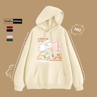 Áo Hoodie Thỏ Hit Nam Nữ By PEABOO Unisex Chất Nỉ Lót Bông Mũ 2 Lớp Form Rộng