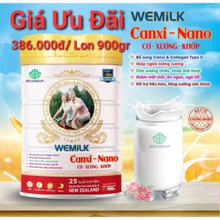 Sữa bột dinh dưỡng Bổ sung Canxi Nano, D3, K2, Collagen, Glucosamine giúp xương chắc khoẻ, Linh hoạt Wemilk 900gr