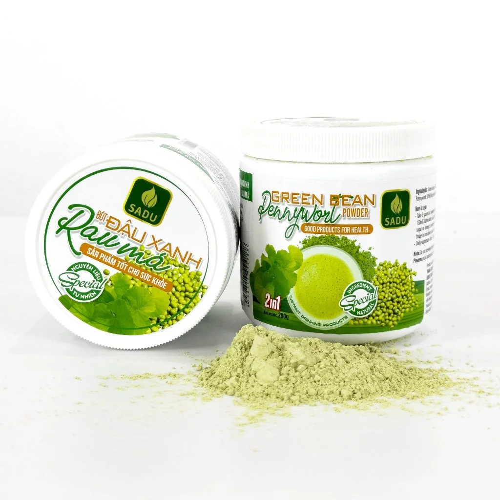Bột đậu xanh rau má nguyên chất Sadu, siêu mịn, cung cấp chất xơ