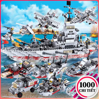 Lego Tàu Chiến hạm cho bé trai 1000 chi tiết, Đồ chơi Lego thông minh 57 cách chơi tặng kèm lính cảnh sát hải quân