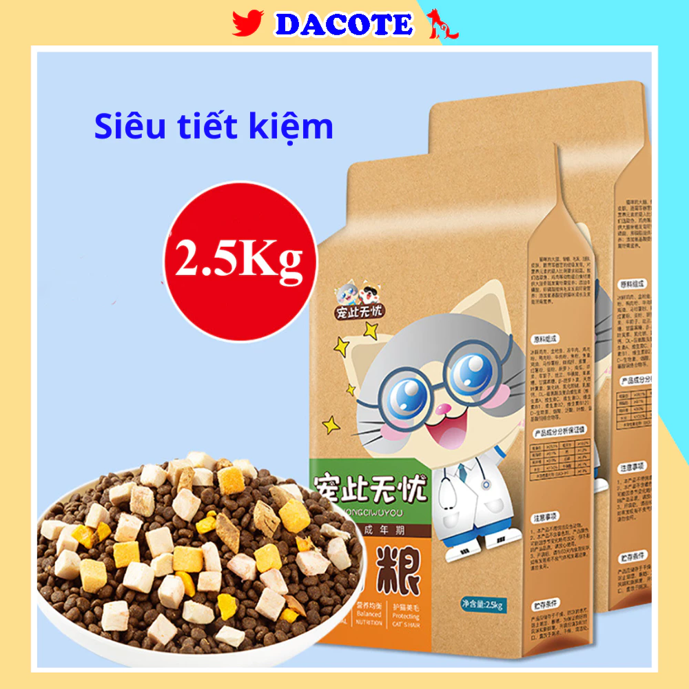 Thức ăn hạt kèm đông khô cho mèo Dr.Chipmunk túi 2.5kg