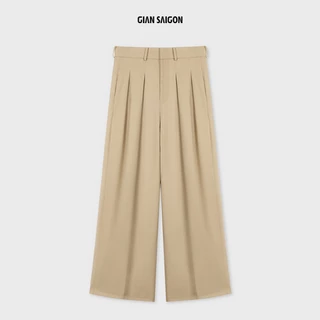 GIAN SAIGON - Quần ống rộng cạp cao- Wool-Blend Wide Leg Trouser- Màu Be