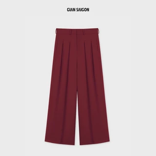 GIAN SAIGON - Quần ống rộng cạp cao- Wool-Blend Wide Leg Trouser - Màu Đỏ Rượu