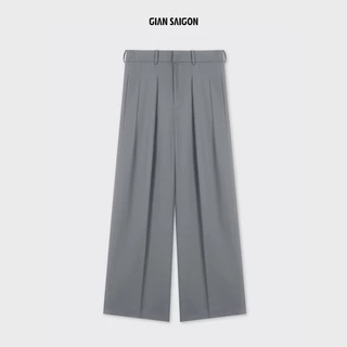 GIAN SAIGON - Quần ống rộng cạp cao- Wool-Blend Wide Leg Trouser- Màu Xám