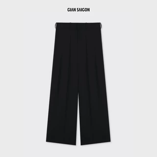 GIAN SAIGON - Quần ống rộng cạp cao- Wool-Blend Wide Leg Trouser- Màu Đen