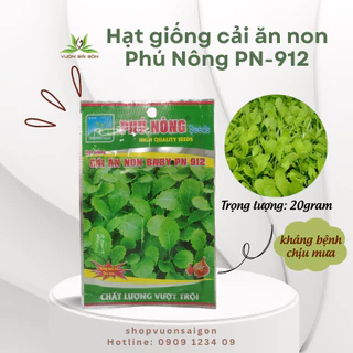 Hạt giống cải xanh ăn non Phú Nông pn-912 hạt giống chắc khỏe, tỉ lệ nẩy mầm >95%  (Vườn Sài Gòn - Vuon Sai Gon)