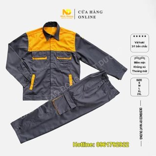 Quần áo bảo hộ lao động nam Nhật Dương M23 vải kaki 3/1 màu xám dày dặn, đồng phục cho công nhân kỹ sư ngành nghề