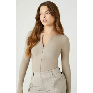 (Size S-L form ôm nhỏ) Áo bodysuit dày mặc ấm xuất dư, F21