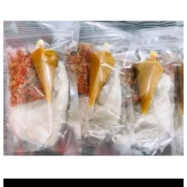 com bánh tráng rìa+ sốt muối béo+ hành phi