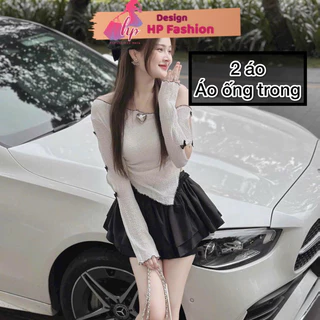 Áo trễ vai vạt nhọn kèm áo ống body HP FASHIONTREN áo kiểu nữ lệch vai màu đen trắng tôn dáng sang chảnh G420 ÁO LẺ