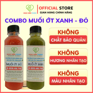 Combo 2 chai muối ớt xanh, muối ớt đỏ 300ml/370g, NGỌC HIỂN FOODS