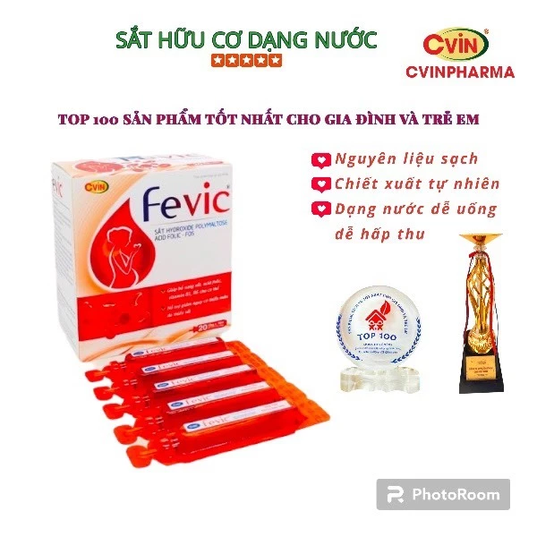 Sắt Hữu Cơ dạng siro cho bé,mẹ bầu và các mẹ sau sinh,Sắt Hữu Cơ (Thành phần 100% tự nhiên) - FEVIC