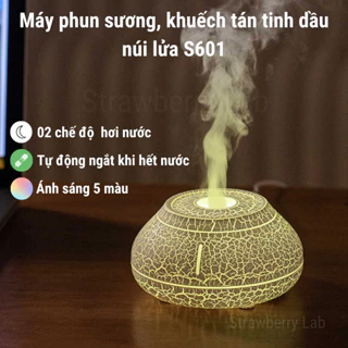 Máy phun sương xông tinh dầu núi lửa phun trào, máy tạo độ ẩm không khí, máy khuếch tán tinh dầu Strawberry Lab S601