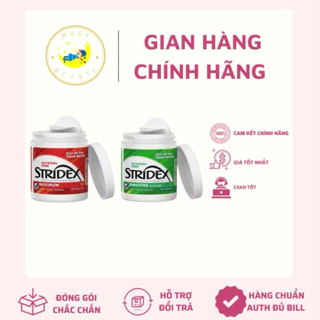 [90m] Miếng Lau Giảm Mụn Stridex, Toner Pad BHA Tẩy Tế Bào Cho Da Nhạy Cảm BHA 0.5% - 1% - 2% (hộp 55-90 miếng)