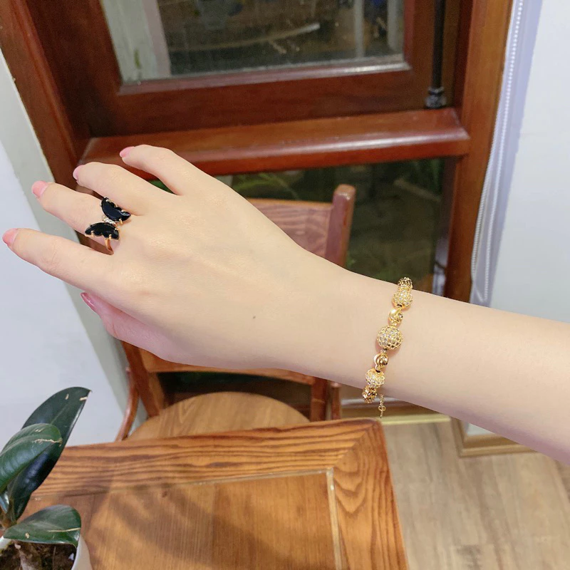Lắc Tay Nữ Bi Cầu Đá Thép Không Gỉ