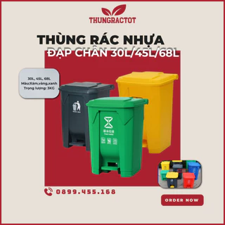 Thùng rác nhựa đạp chân 30L/45L/68L nhiều màu