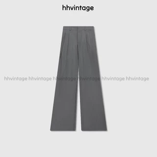 Quần Cotton nữ ống suông HHVINTAGE kiểu lưng 1 móc cài cotton Hàn co giãn A08