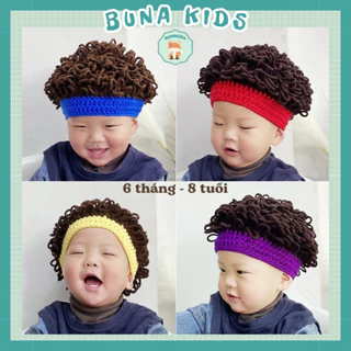 Mũ len tóc giả cho bé từ 6 tháng đến 8 tuổi mũ len giữ ấm cho bé trai, mũ len bé trai tóc giả Bunakids ML04