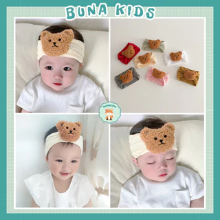 Băng đô bé gái 0-2 tuổi, băng đô bé trai gấu 3D Turban cho bé phong cách Hàn Quốc siêu đáng yêu cho bé Bunakids PK62