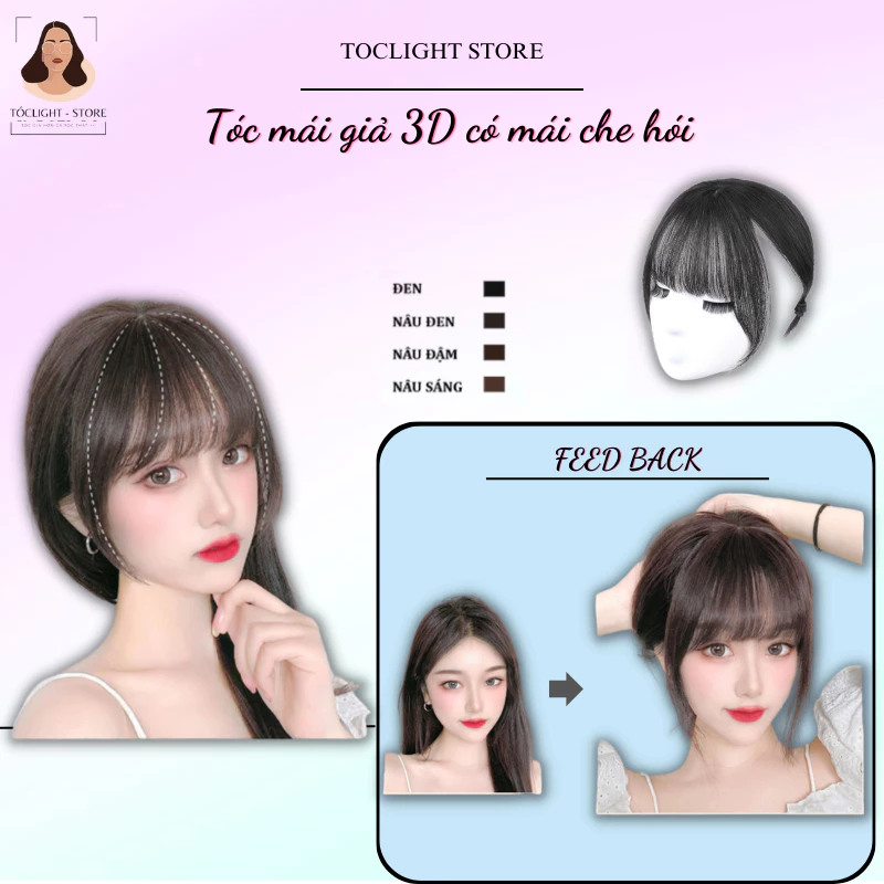 Tóc mái giả che hói Mái Giả 3D phủ hói 100% Dệt Tay - Tóc Mái Giả Thưa Tóc Thật Hàn Quốc - 8