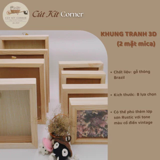 Khung tranh 3D, khung hộp, khung tranh để bàn, khung tranh trong suốt 2 mặt mica