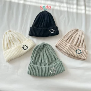 Mũ len beanie hình mặt cười đáng yêu cho bé từ 9 tháng - 4 tuổi