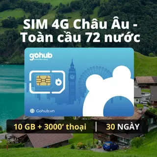 [GOHUB] SIM 4G du lịch Châu Âu - Toàn cầu 72 nước (Pháp, Ý, Tây Ban Nha, Đức, Hà Lan,...) - Tặng kèm que chọc SIM