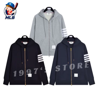 Áo Khoác Hoodie Zip ThomBrwon nam nữ form rộng viền sọc hàng chuẩn hãng full tag mác chất nỉ bông cao cấp