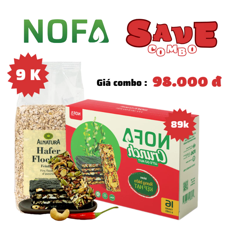 Combo 500gr Yến mạch cán vỡ và 200gr Rong biển kẹp hạt dinh dưỡng Nofa