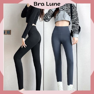 Quần legging giữ nhiệt nữ BRALUNE, quần dài nữ chất vải siêu co giãn 4 chiều cạp liền