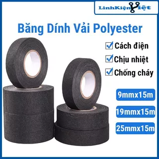 Băng dính vải polyester cách điện chịu nhiệt độ cao chống cháy KT 15m x 0.3mm