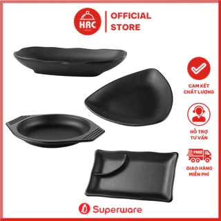 Bộ Đĩa Vuông Dĩa Tròn 100% Melamine , Đĩa Nhà Hàng Srithai Superware Màu Đen Nhám [BỀN ĐẸP][SANG TRỌNG]