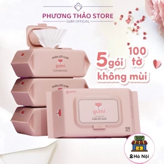 Bộ 5 gói khăn ướt Gumi không cồn không parabens cao cấp dành cho em bé