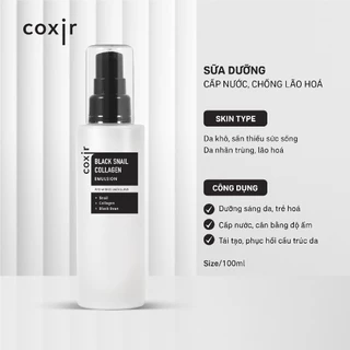 Sữa Dưỡng Nâng Cơ Phục Hồi Trẻ Hóa Coxir Black Snail Collagen Emulsion -100ml Phục Hồi Da Chống Lão Hóa Mờ Sẹo Thâm CX05