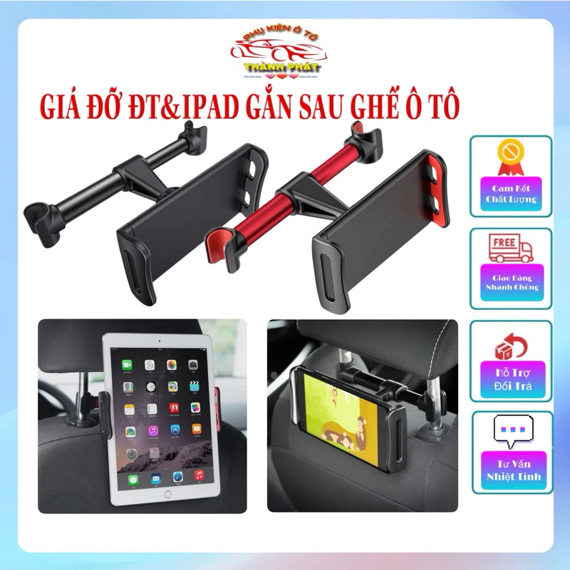 Giá đỡ kẹp điện thoại ipad máy tính bảng gắn sau lưng ghế ô tô xe hơi cao cấp xoay 360 độ tiện lợi