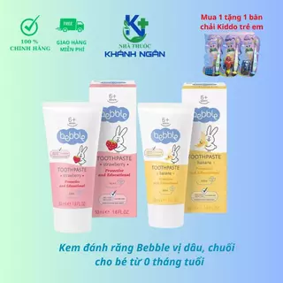 Kem đánh răng Bebble Toothpaste cho bé 6M+ 50ml hương dâu/chuối