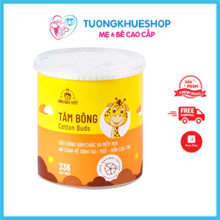 TĂM BÔNG TRẺ EM BÔNG BẠCH TUYẾT 336 QUE HỘP TRÒN NẮP XOAY