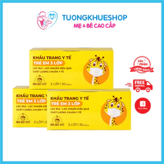 Khẩu trang y tế 3 lớp cho bé - trẻ Em từ 6 tuổi đến 11 tuổi - hộp 30 cái in hình - Khẩu trang Bông Bạch Tuyết