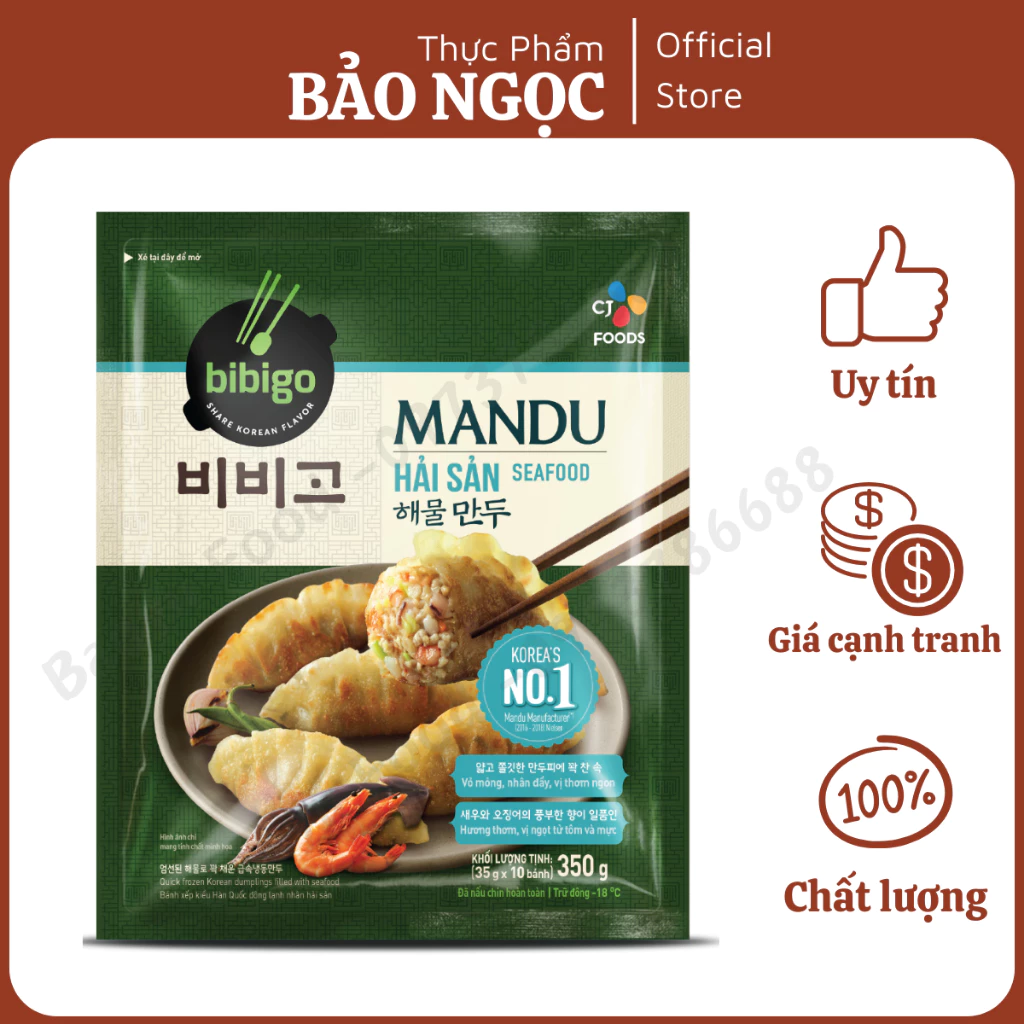 BÁNH XẾP MANDU HẢI SẢN- CJ FOOD BIBIGO 350GR - thơm ngon dễ chế biến - ship hỏa tốc Hà Nội