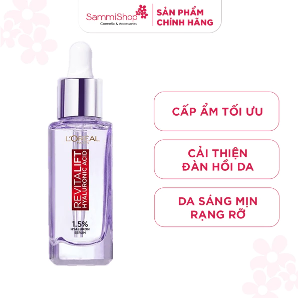 Serum siêu cấp ẩm & giảm nếp nhăn L'Oreal Paris Revitalift Pure Hyaluronic Acid 1.5% 30ml (store)