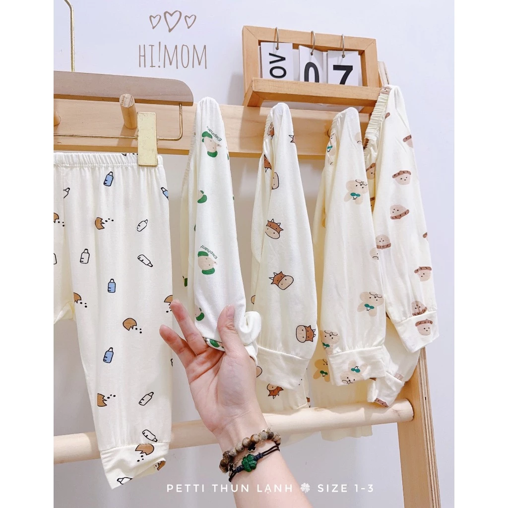 Combo 5 Quần Dài PeTit Thun Lạnh Hàn Quốc Có Đáp Đũng, Siêu Mềm Mát Cho Bé Size 3-9kg