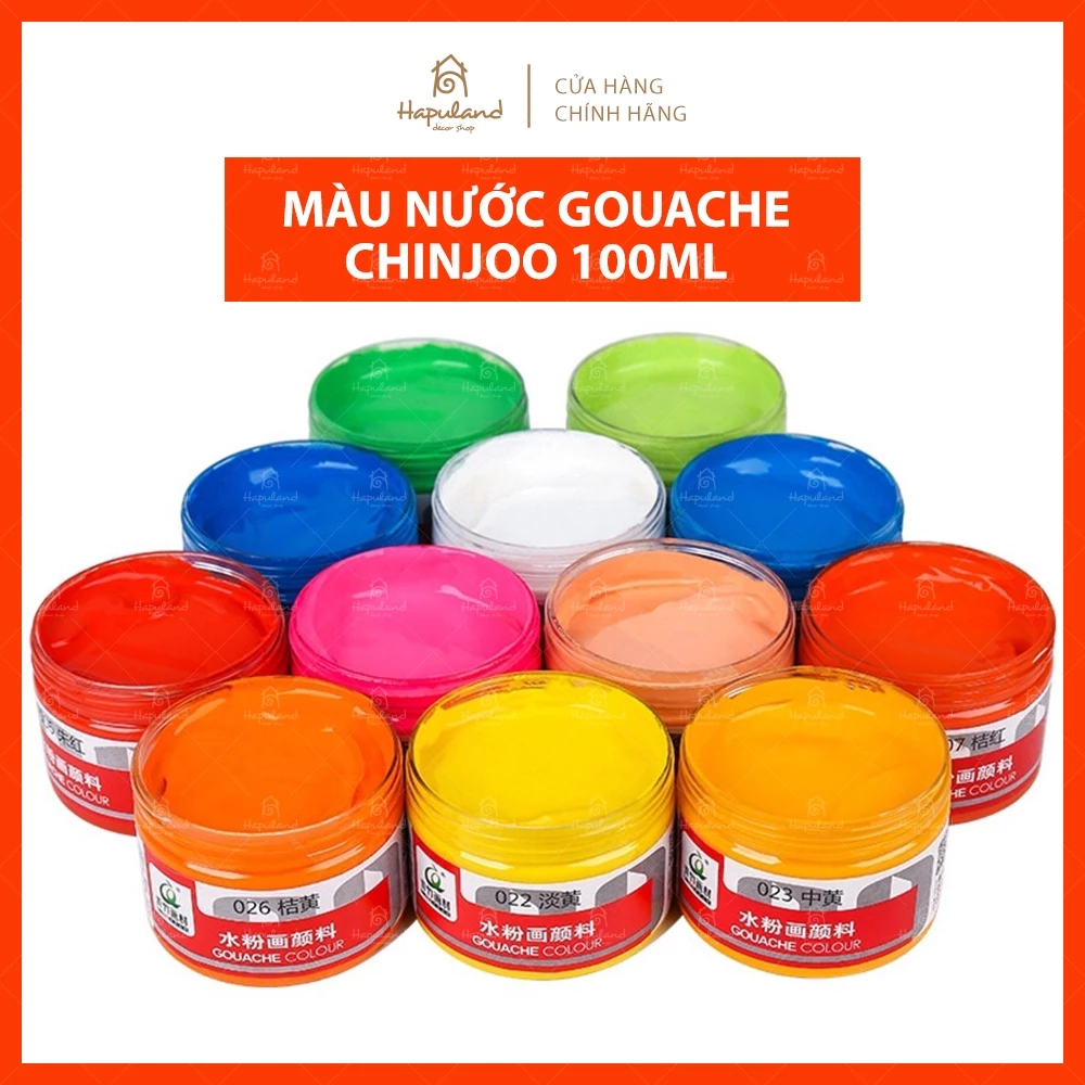 Màu Nước Goat Gouache CHINJOO 100ml - Màu oat pha sẵn dạng hũ tiện lợi, chuẩn màu, đậm đặc, sánh mịn, có thể rửa sạch