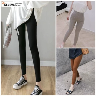 Quần legging nữ dài cạp cao lưng thun vải cotton co giãn ôm bó Geleva LEG521