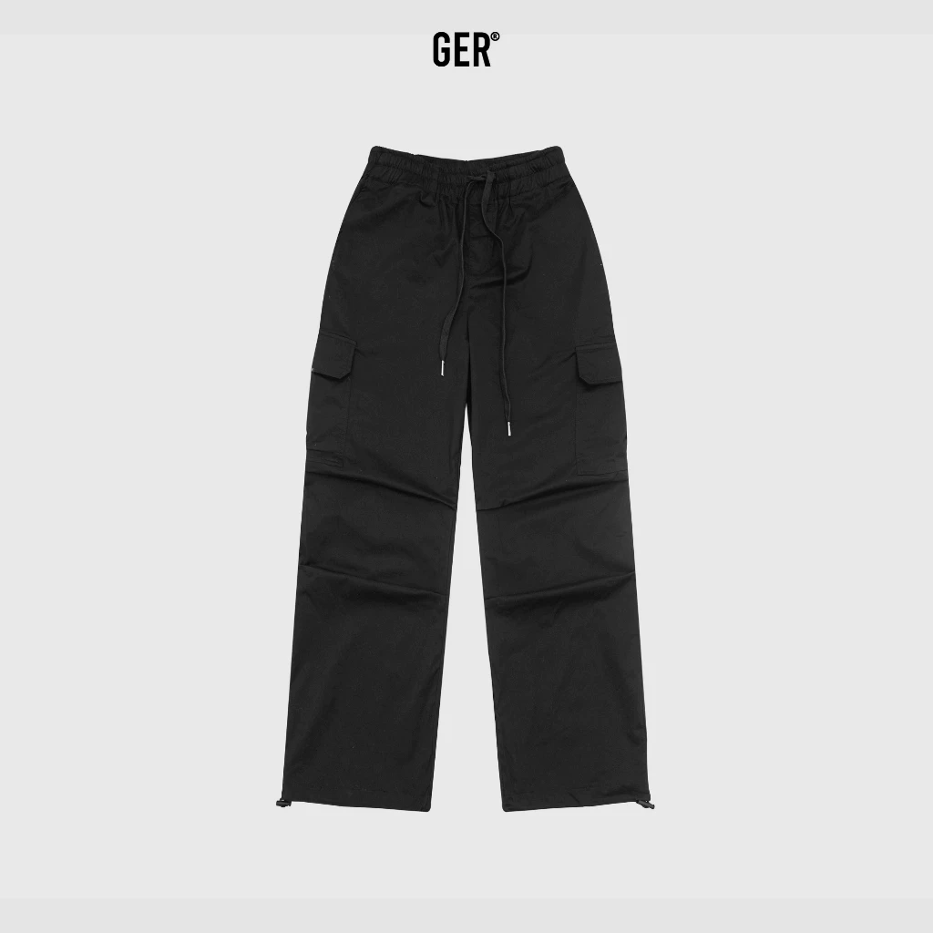 GER KHAKI WIDE LEG PANTS Black Quần Kaki Túi Hộp Ống Rộng