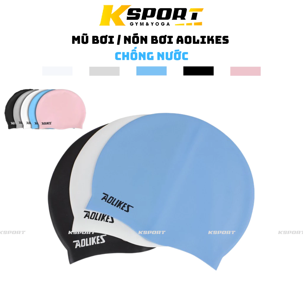 Mũ Bơi, Nón Bơi Người Lớn Nam Nữ Che Tai Silicon Chống Nước Aolikes 5010