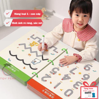 Tập tô vẽ thông minh tập viết xoá được 64 trang ,Học liệu montessori Đồ chơi giáo dục cho bé 2345 tuổi