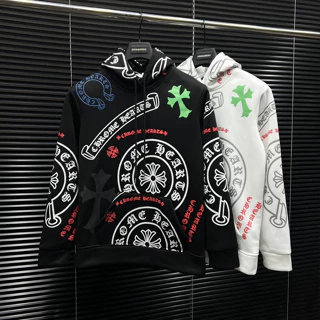 Áo Hoodie Chrome Hearts Nỉ Bông 7 Màu Quanh  - Áo  In Họa Tiết Dải Băng Hình Chữ Thập Mũ Trùm Đầu Hàng Quảng Châu Hot