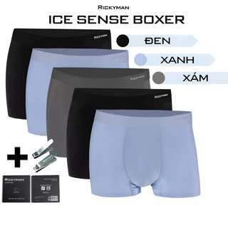 Combo 5 (tặng 1) Quần lót nam boxer lụa băng cao cấp Rickyman - Ice Sense Boxer, kháng khuẩn, khử mùi, thoải mái 24h